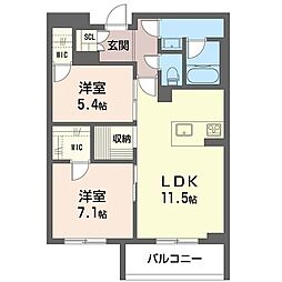 ドウェルグランデール 2LDKの間取図画像