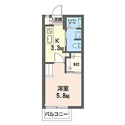 ドルチェ等々力 1Kの間取図画像