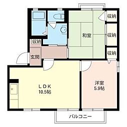 ファミール蔵波台 2階2LDKの間取り