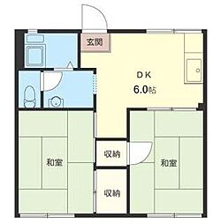 サンハイツ鵠沼 2DKの間取図画像