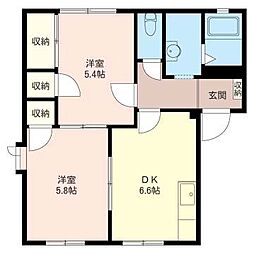 エーデルハイムB 2DKの間取図画像