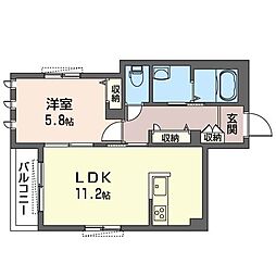 アミコート 1LDKの間取図画像