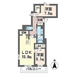 ガーデン鵠 2LDKの間取図画像
