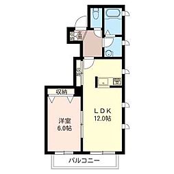 サザンコーポ鵠沼 1LDKの間取図画像