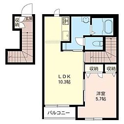 パラディーミーナ 1LDKの間取図画像