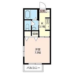 シャーメゾンよし乃 1Kの間取図画像