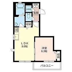 ムゲット 1LDKの間取図画像