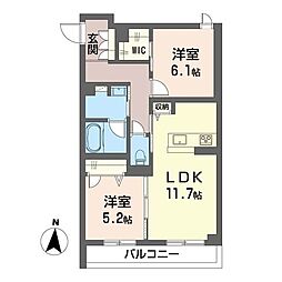 ベルフルール 2階2LDKの間取り