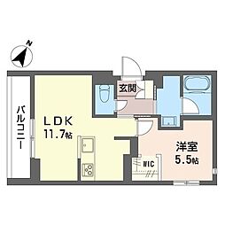 ボヌールカイエ 1LDKの間取図画像
