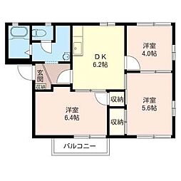 グリーンパーク中川A 3DKの間取図画像