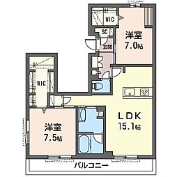 トリルーチェ桜木町 2LDKの間取図画像