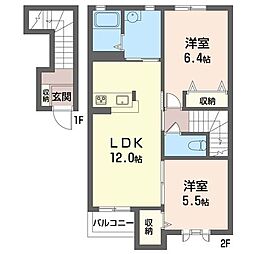 ヴィラーチェ・S 2LDKの間取図画像