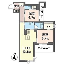シエロエストレラード 00302 3階2LDKの間取り