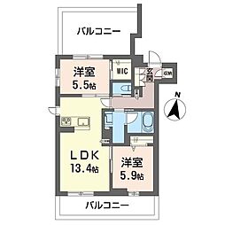 シエロエストレラード 00305 3階2LDKの間取り