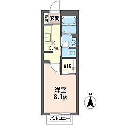 シャーメゾン川口 1Kの間取図画像