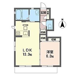 メゾンドリリー 1LDKの間取図画像