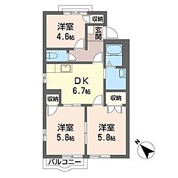 セフィラ東川口B 3DKの間取図画像