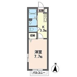 アクア・クオリア 1Kの間取図画像
