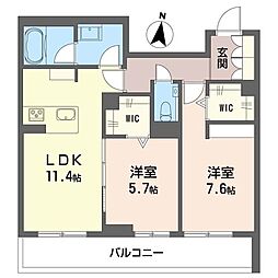 アリビオ 2LDKの間取図画像