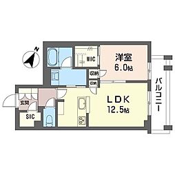 レ・アール・クロシェット 1LDKの間取図画像