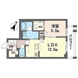 レ・アール・クロシェット 1LDKの間取図画像