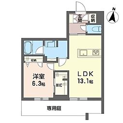 プレディーナ武蔵浦和 1階1LDKの間取り
