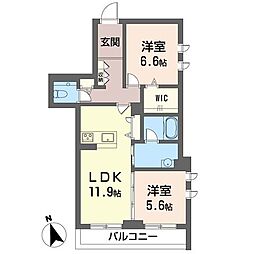 トワエモワ 2LDKの間取図画像