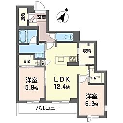 アーベイン武蔵浦和 2LDKの間取図画像