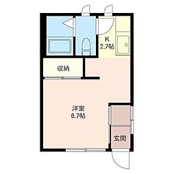 ドミ・フルーレ 1Kの間取図画像