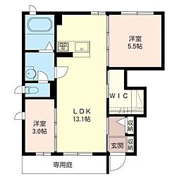 クレアーレ1 2LDKの間取図画像