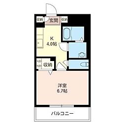 リーセントヒルズ2 1Kの間取図画像