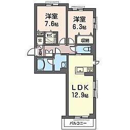 シュエット 2LDKの間取図画像