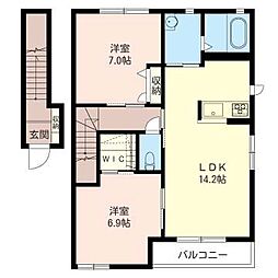 MメゾンC 2LDKの間取図画像