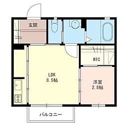 メゾンクローバーB 1LDKの間取図画像
