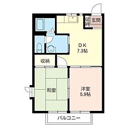 パールハウスA 2DKの間取図画像