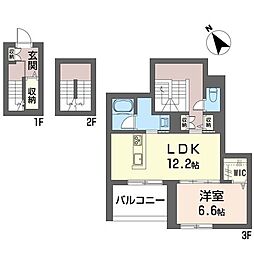ラリシェス 1LDKの間取図画像