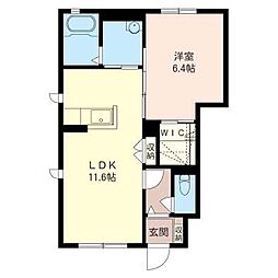 四季フラッツ0II 1階1LDKの間取り