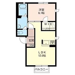 ファミールカーサB 1LDKの間取図画像