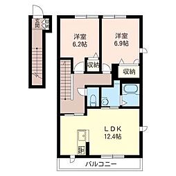 プラウドS・3 2LDKの間取図画像