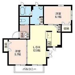サニープレイスB 2LDKの間取図画像