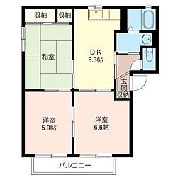メゾンＳＡＫＵＲＡ 2階3DKの間取り