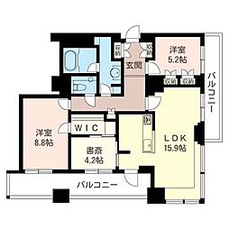 プライムメゾン大通公園　一般住戸 16階2SLDKの間取り
