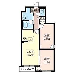 プリマベーラ 2LDKの間取図画像
