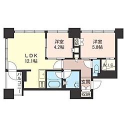 プライムメゾン南2条 2LDKの間取図画像