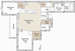 ＲＡＵＭ高輪 3階2SLDKの間取り