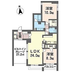 オーギュスト ソレイユ 2LDKの間取図画像