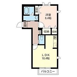 ガーデンヒルズ柏 1LDKの間取図画像