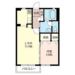 コーラルリーフ2 1LDKの間取図画像