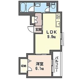 プロフィット　ルミエール 3階1LDKの間取り