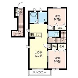 フルールG 2LDKの間取図画像